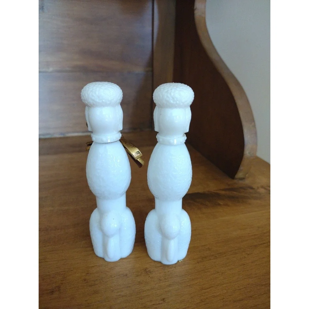 Set Of Vintage AVON Bon Bon Poodle Decanter Cologne Some Product Left In Bottle